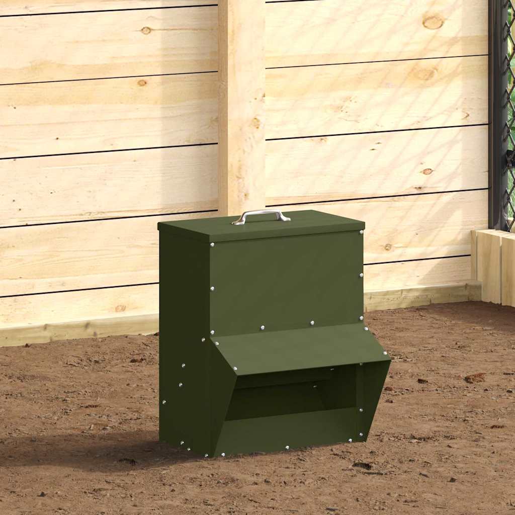 vidaXL Chicken Feeder Olive Green 35 x 30.5 x 43.5 cm 1