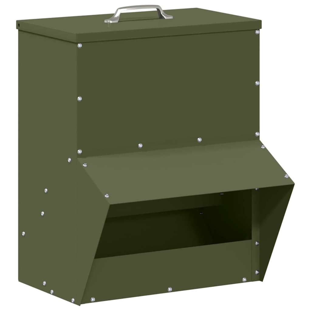 vidaXL Chicken Feeder Olive Green 35 x 30.5 x 43.5 cm 2