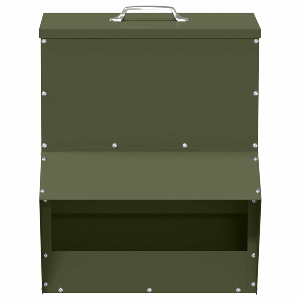 vidaXL Chicken Feeder Olive Green 35 x 30.5 x 43.5 cm 4