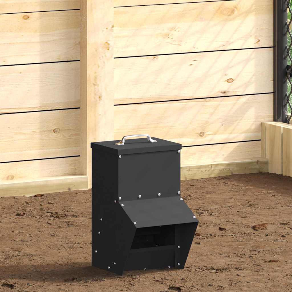 vidaXL Chicken Feeder Black 20 x 25 x35 cm Cold-Rolled Steel 1