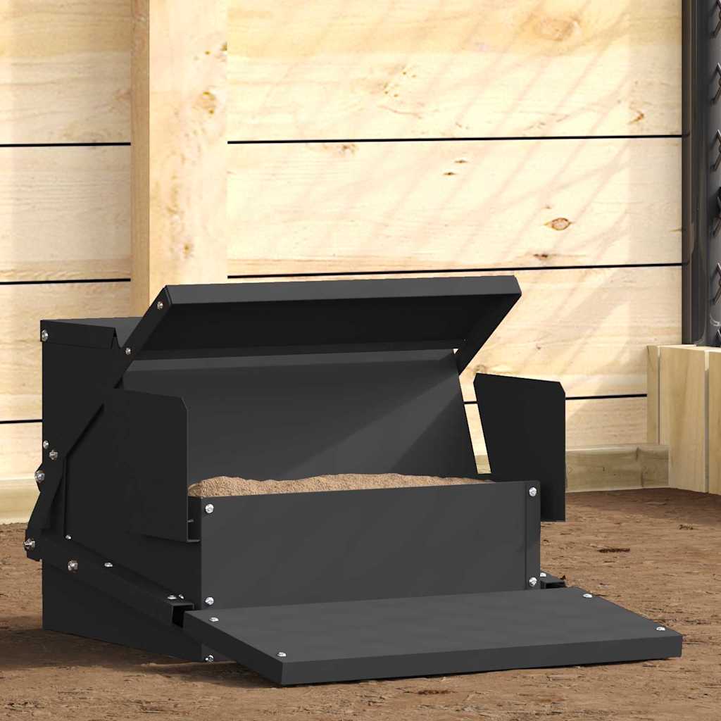 vidaXL Chicken Treadle Feeder Black 50 x 40 x 29 cm 2 kg 1