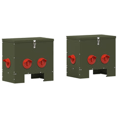 vidaXL Chicken Feeder 2 Olive Green 40.5 x 25 x 38 cm 20 kg 2