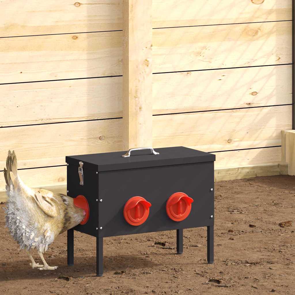 Chicken Feeder 42 x 20.5 x 33 cm 15 kg Black