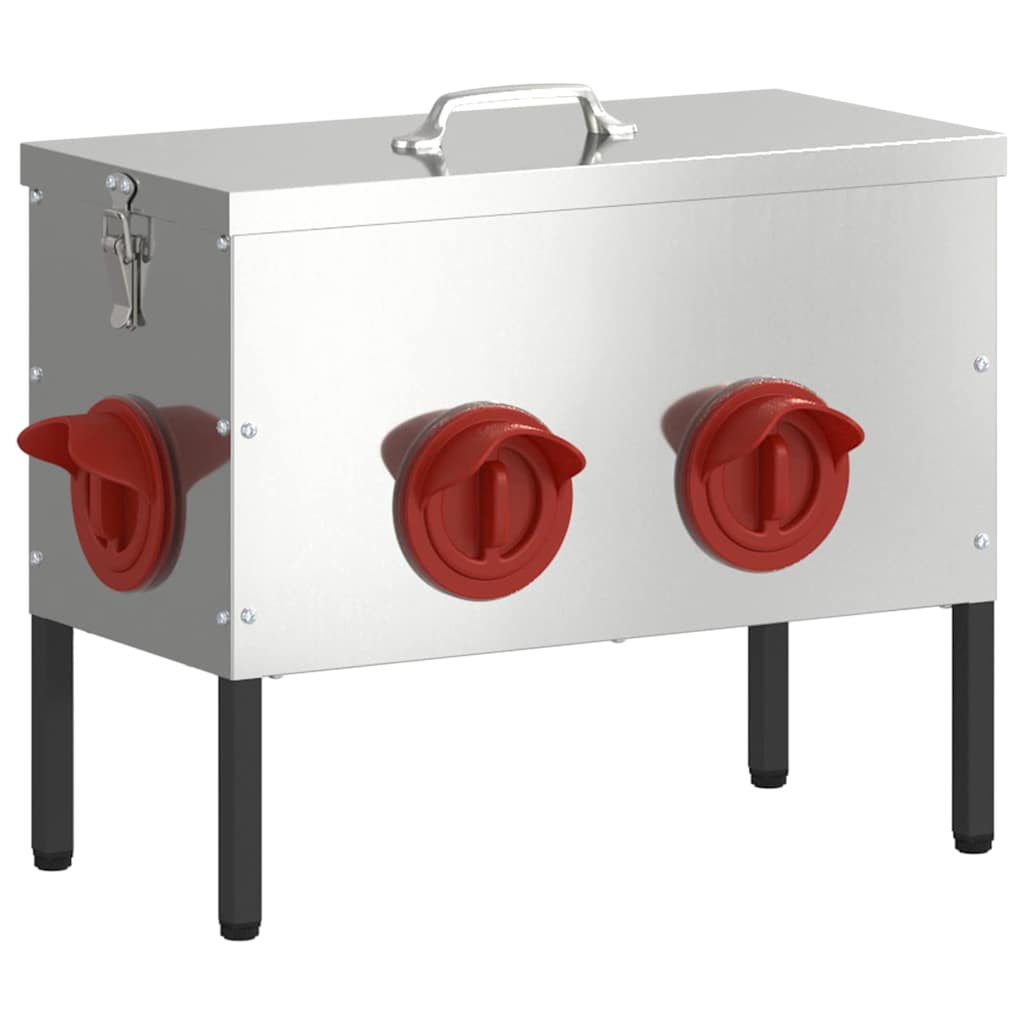 vidaXL Chicken Feeder 2 Silver 41.5 x 20.5 x 33 cm 15 kg 4