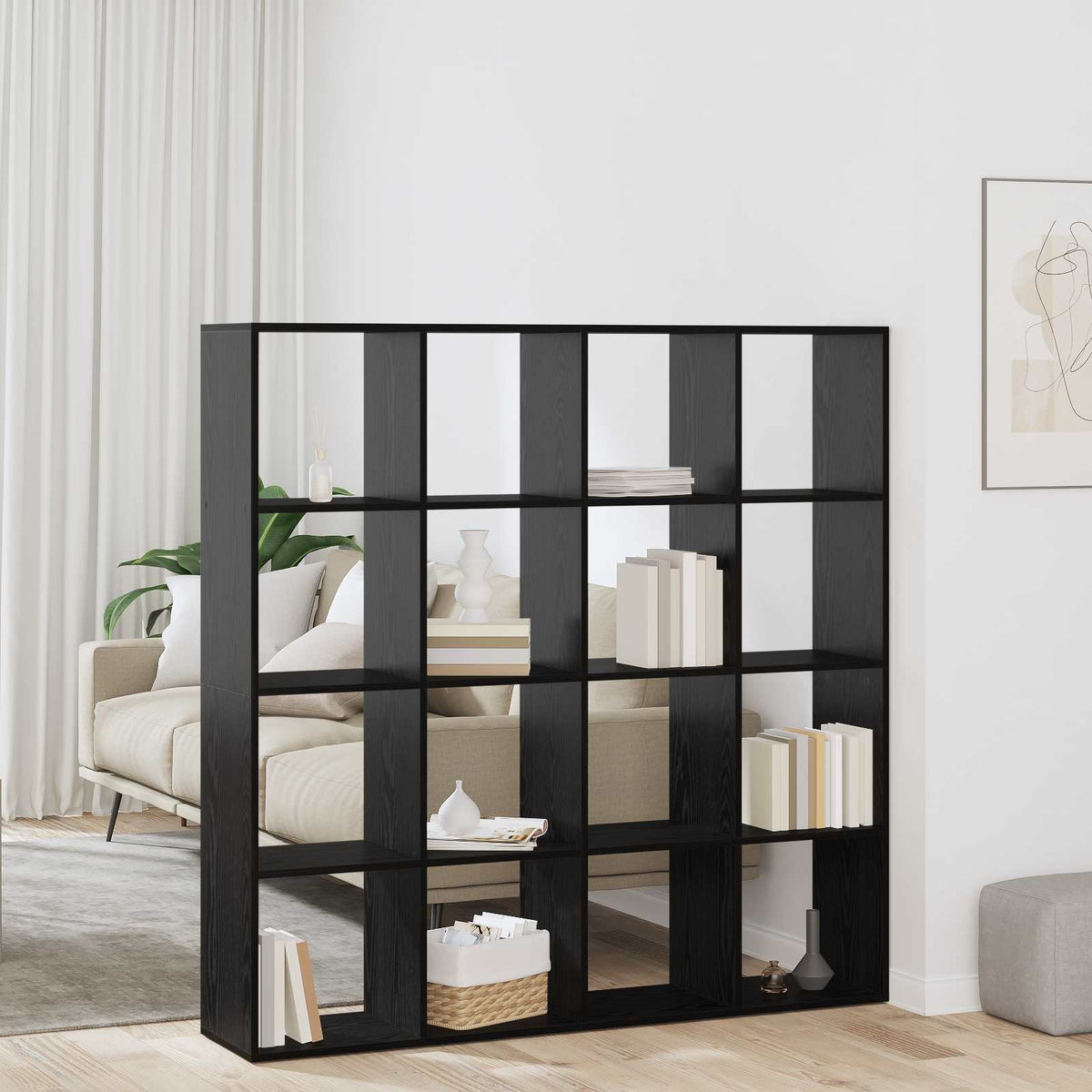 Book Cabinet 137.5x29x137.5 cm Engineered Wood Black oak