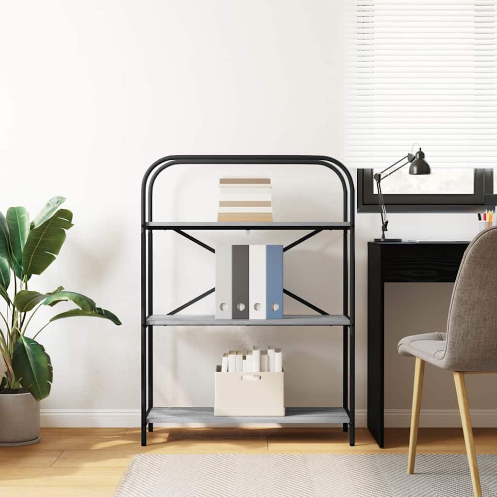 vidaXL Bookshelf 3-Tier 80 x 30 x 109 cm Engineered wood Grey Sonoma 4