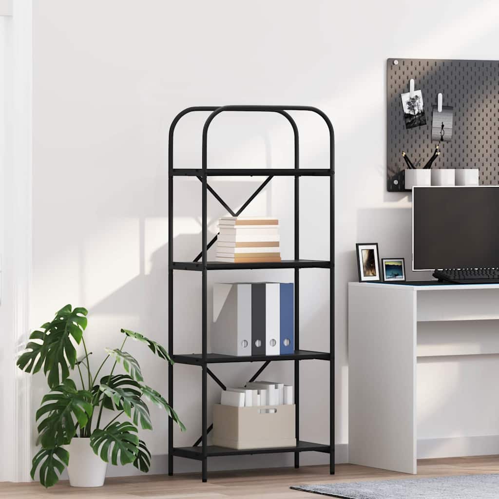 vidaXL Bookshelf 4-Tier 60 x 30 x 146 cm Engineered wood Black Oak 1