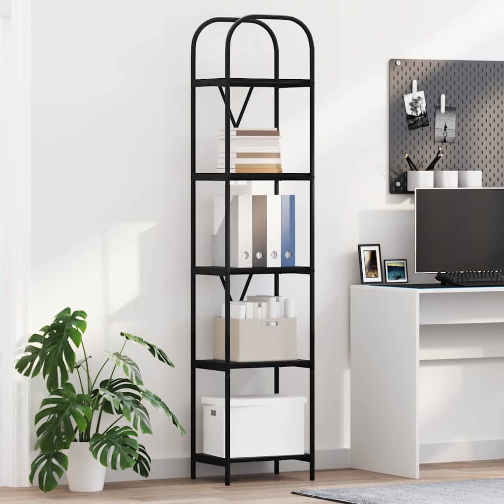 vidaXL Bookshelf 5-Tier 40 x 30 x 183 cm Engineered wood Black Oak 1