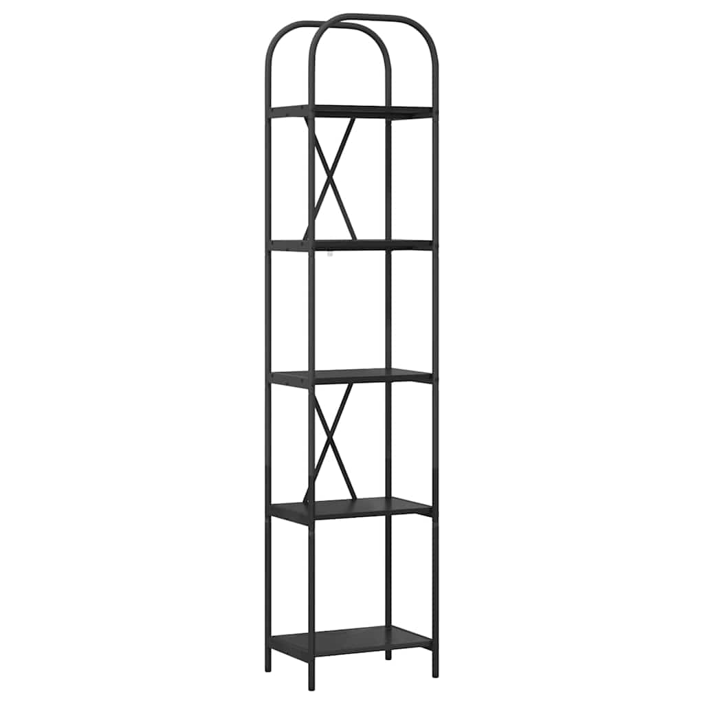 vidaXL Bookshelf 5-Tier 40 x 30 x 183 cm Engineered wood Black Oak 2