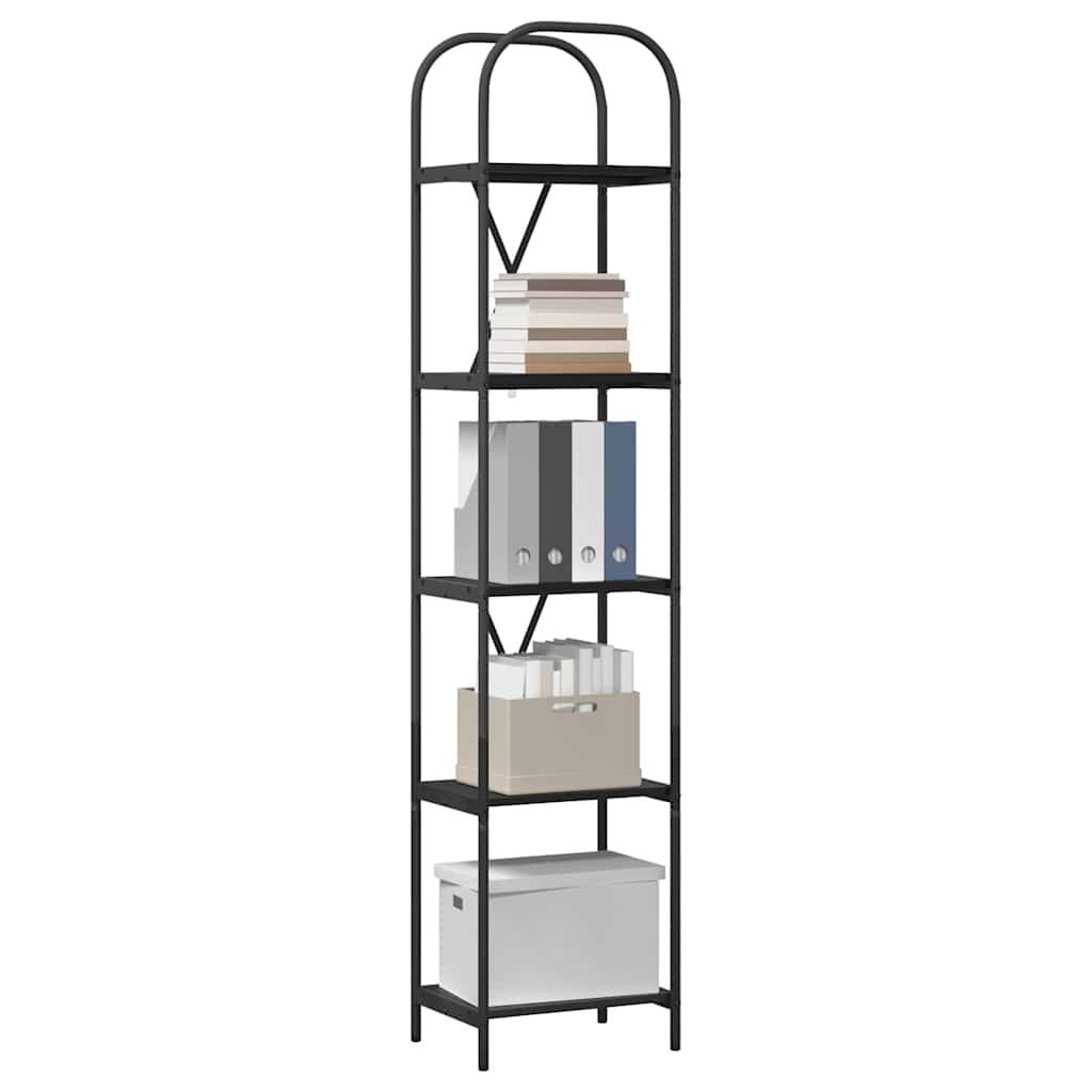 vidaXL Bookshelf 5-Tier 40 x 30 x 183 cm Engineered wood Black Oak 3