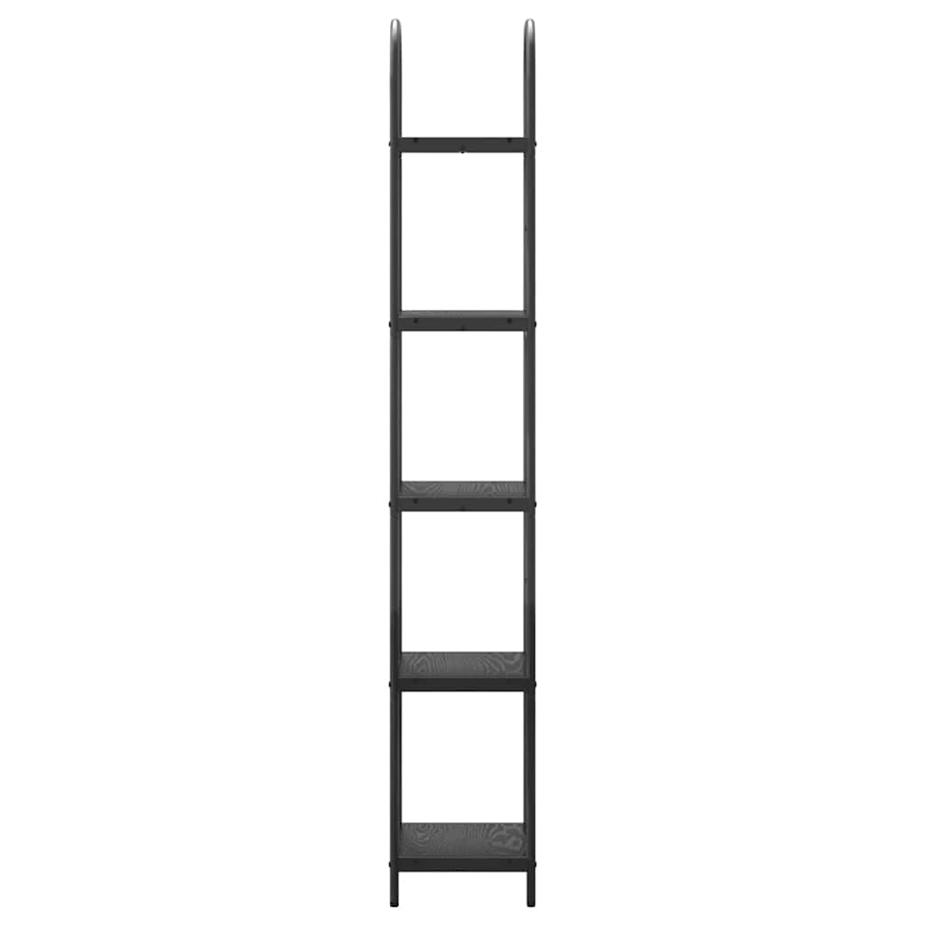 vidaXL Bookshelf 5-Tier 40 x 30 x 183 cm Engineered wood Black Oak 6