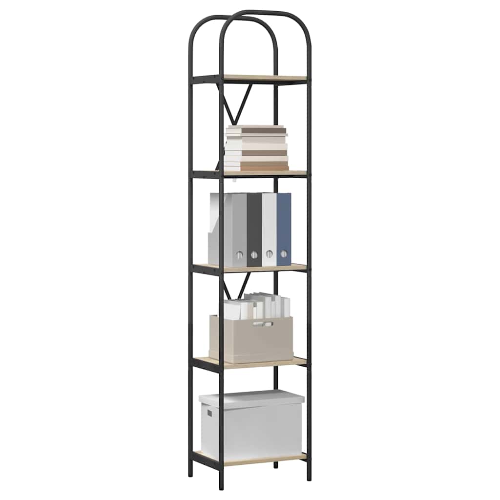 vidaXL Bookshelf 5-Tier 40 x 30 x 183 cm Engineered wood Sonoma Oak 3