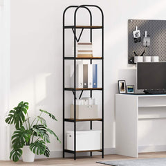 vidaXL Bookshelf 5-Tier 40 x 30 x 183 cm Engineered wood Smoked Oak 1