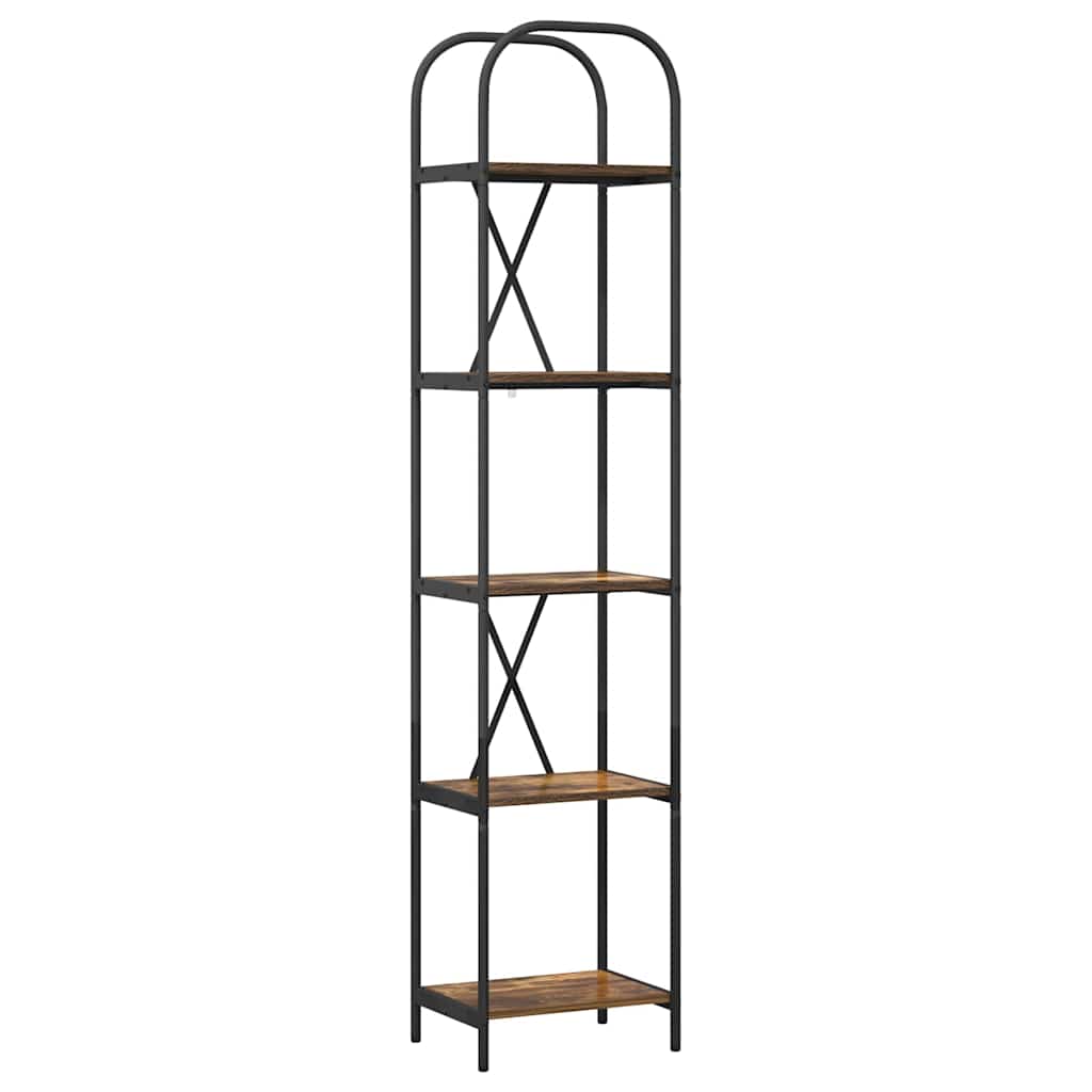 vidaXL Bookshelf 5-Tier 40 x 30 x 183 cm Engineered wood Smoked Oak 2