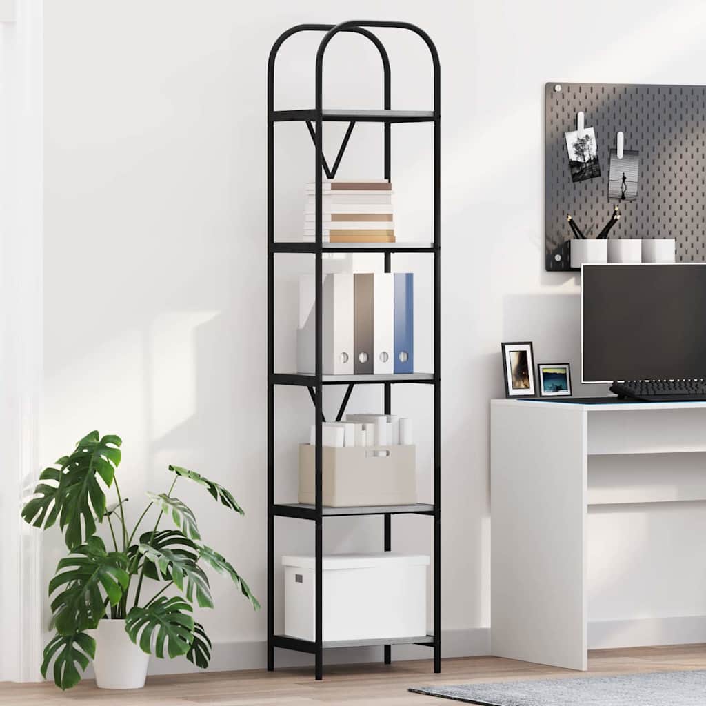 vidaXL Bookshelf 5-Tier 40 x 30 x 183 cm Engineered wood Grey Sonoma 1