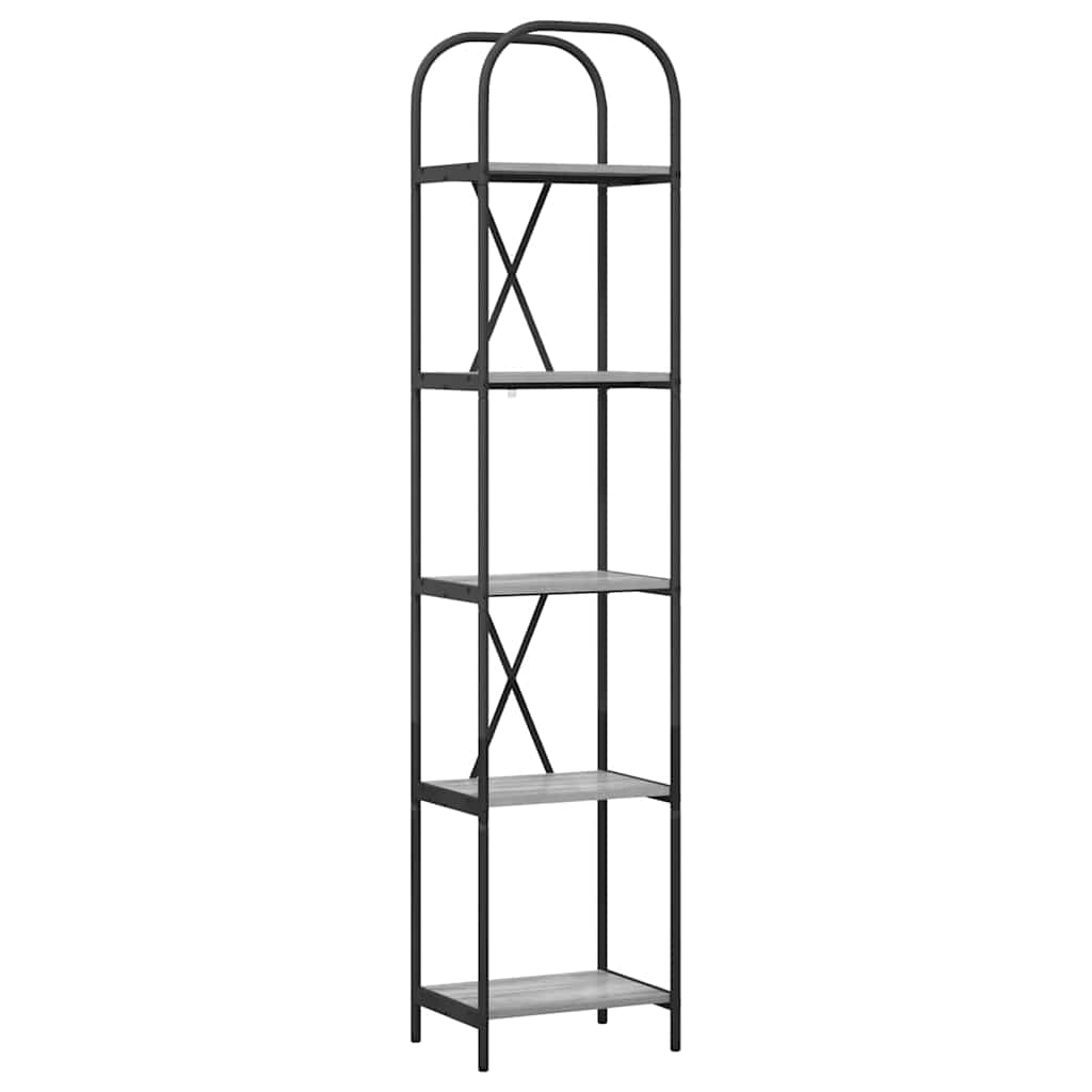 vidaXL Bookshelf 5-Tier 40 x 30 x 183 cm Engineered wood Grey Sonoma 2