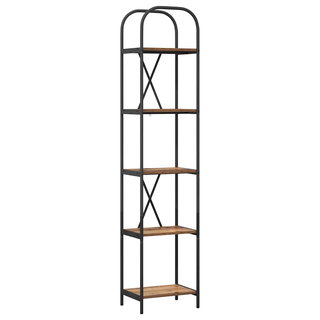 vidaXL Bookshelf 5-Tier 40 x 30 x 183 cm Engineered wood Old Wood 2