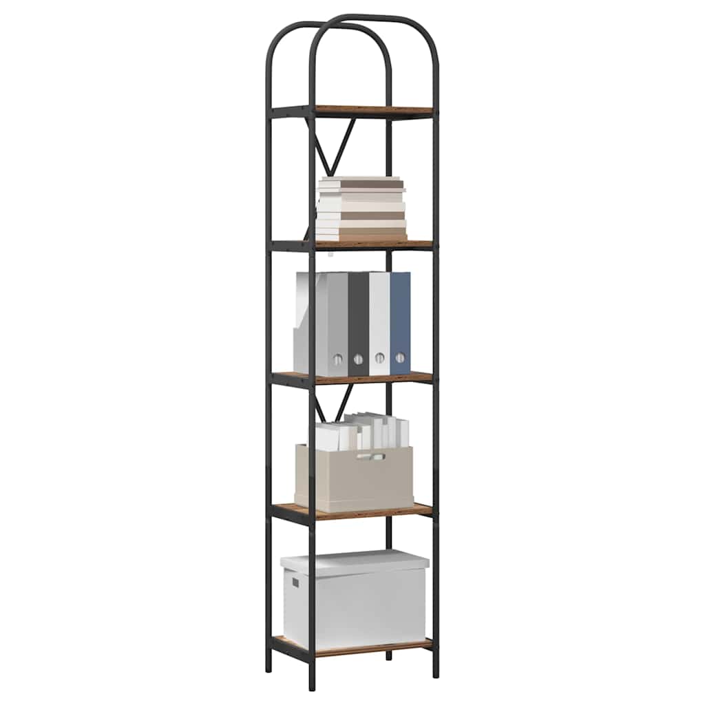 vidaXL Bookshelf 5-Tier 40 x 30 x 183 cm Engineered wood Old Wood 3