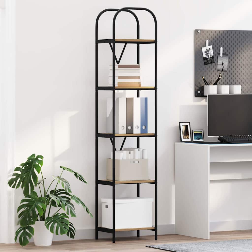 vidaXL Bookshelf 5-Tier 40 x 30 x 183 cm Engineered wood Artisan Oak 1