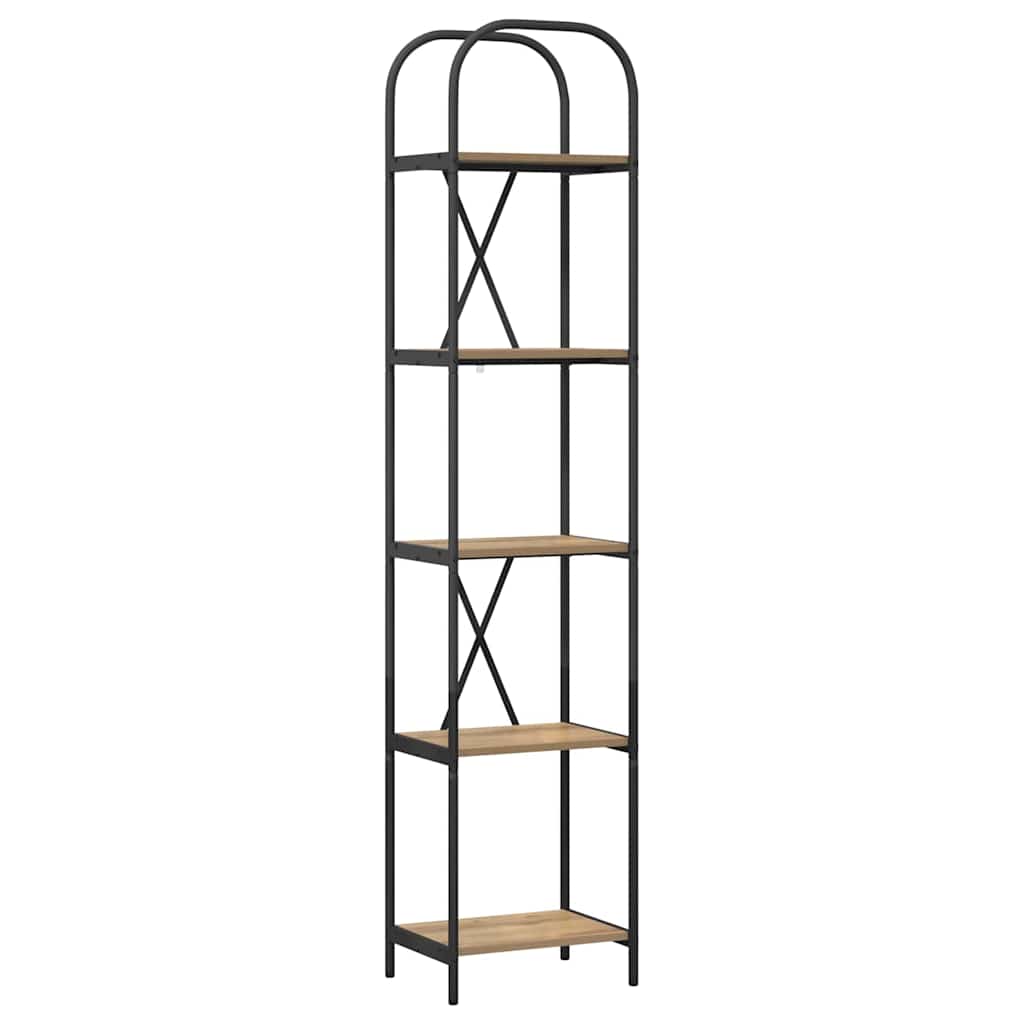 vidaXL Bookshelf 5-Tier 40 x 30 x 183 cm Engineered wood Artisan Oak 2