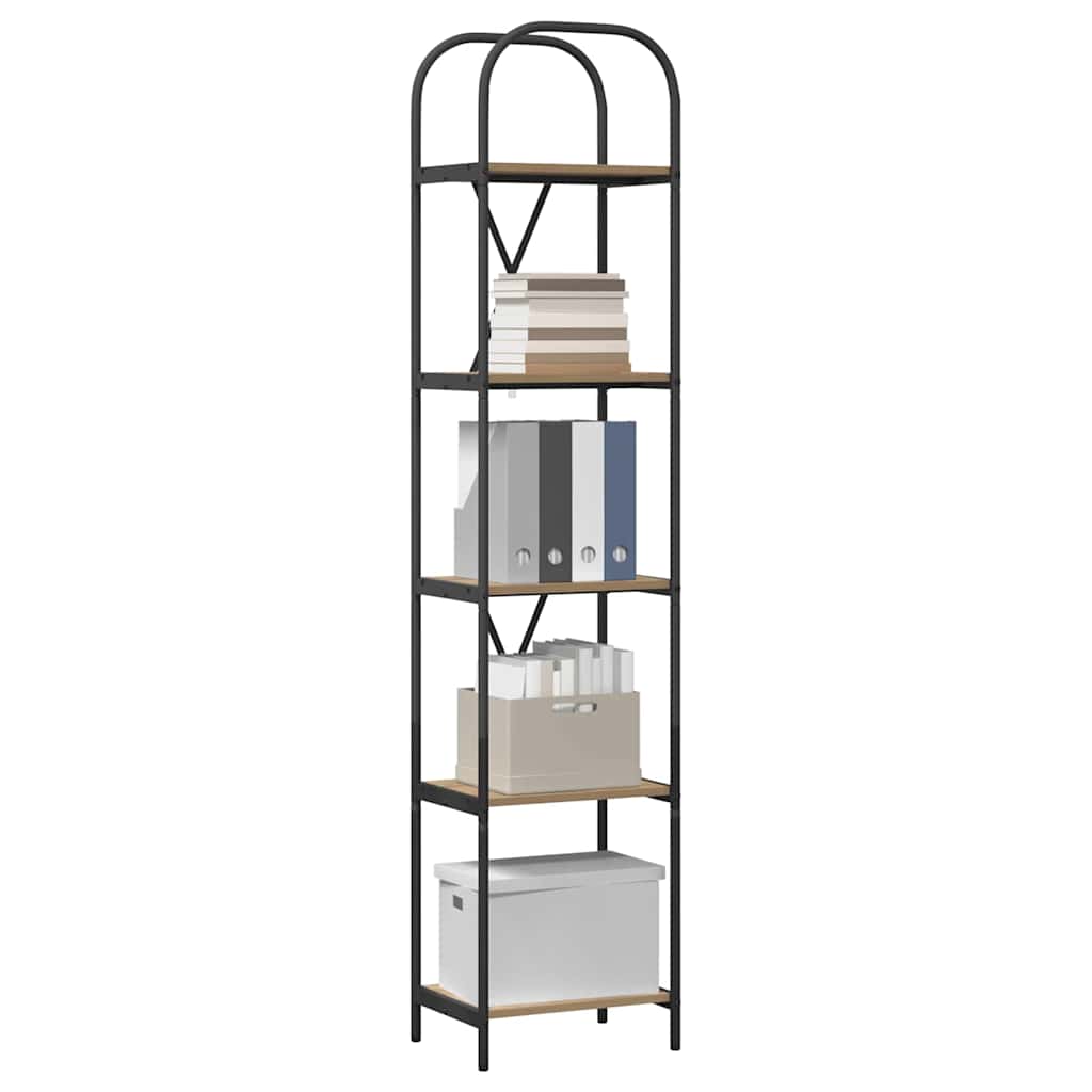 vidaXL Bookshelf 5-Tier 40 x 30 x 183 cm Engineered wood Artisan Oak 3