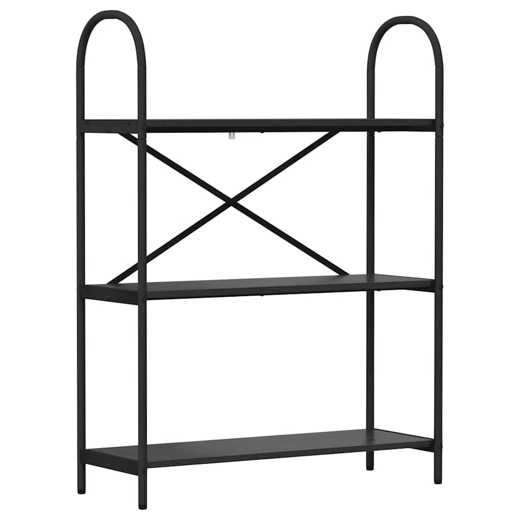vidaXL Bookshelf 3-Tier 80 x 30 x 109 cm Engineered wood Black Oak 2