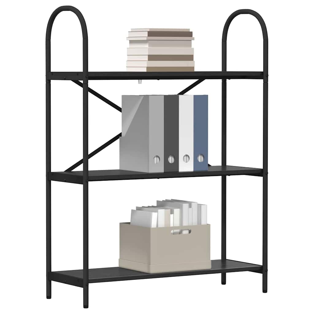 vidaXL Bookshelf 3-Tier 80 x 30 x 109 cm Engineered wood Black Oak 3