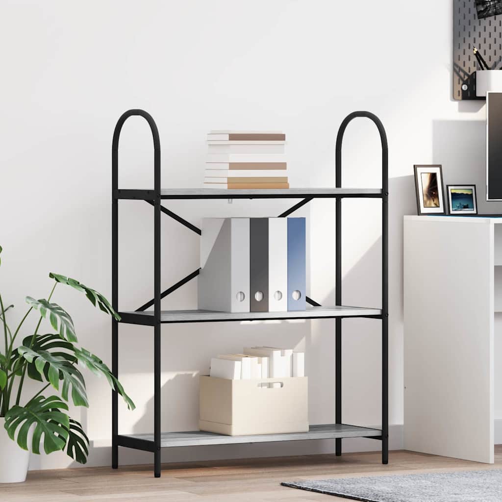 vidaXL Bookshelf 3-Tier 80 x 30 x 109 cm Engineered wood Grey Sonoma 1