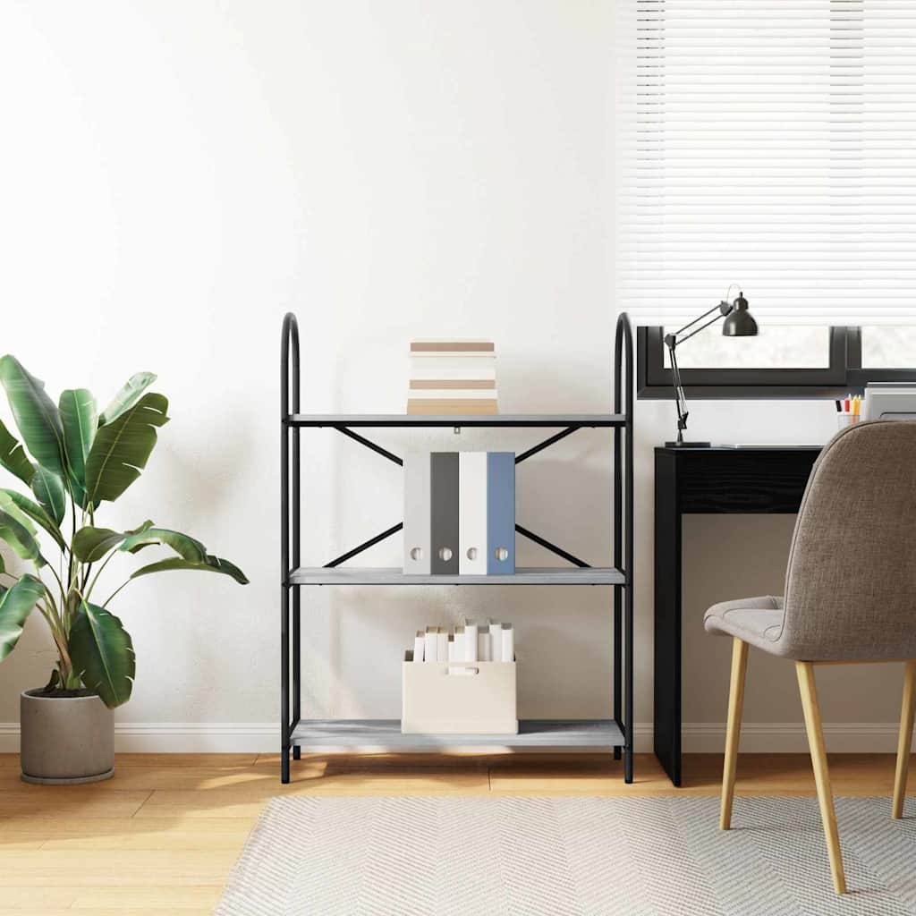 vidaXL Bookshelf 3-Tier 80 x 30 x 109 cm Engineered wood Grey Sonoma 4