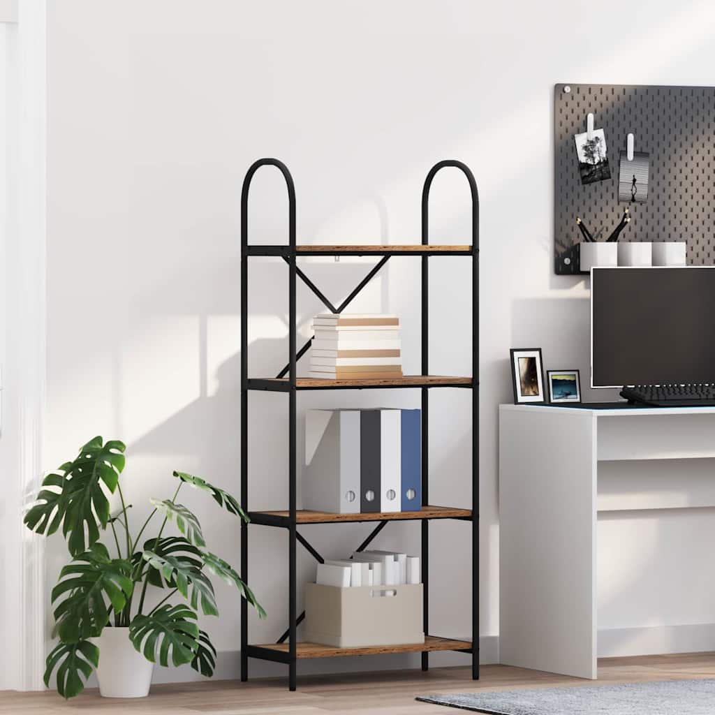 vidaXL Bookshelf 4-Tier 60 x 30 x 146 cm Engineered wood Old Wood 1