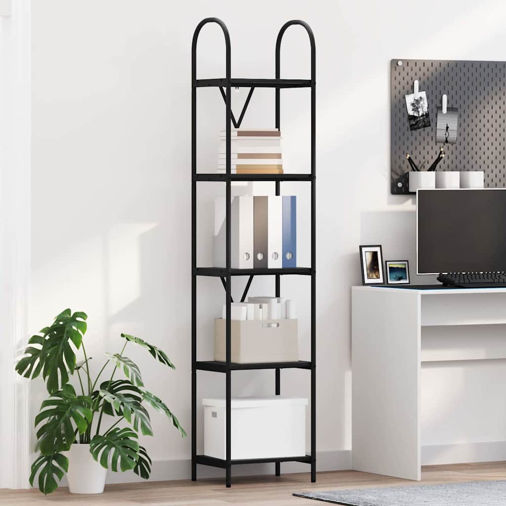 vidaXL Bookshelf 5-Tier 40 x 30 x 183 cm Engineered wood Black Oak 1