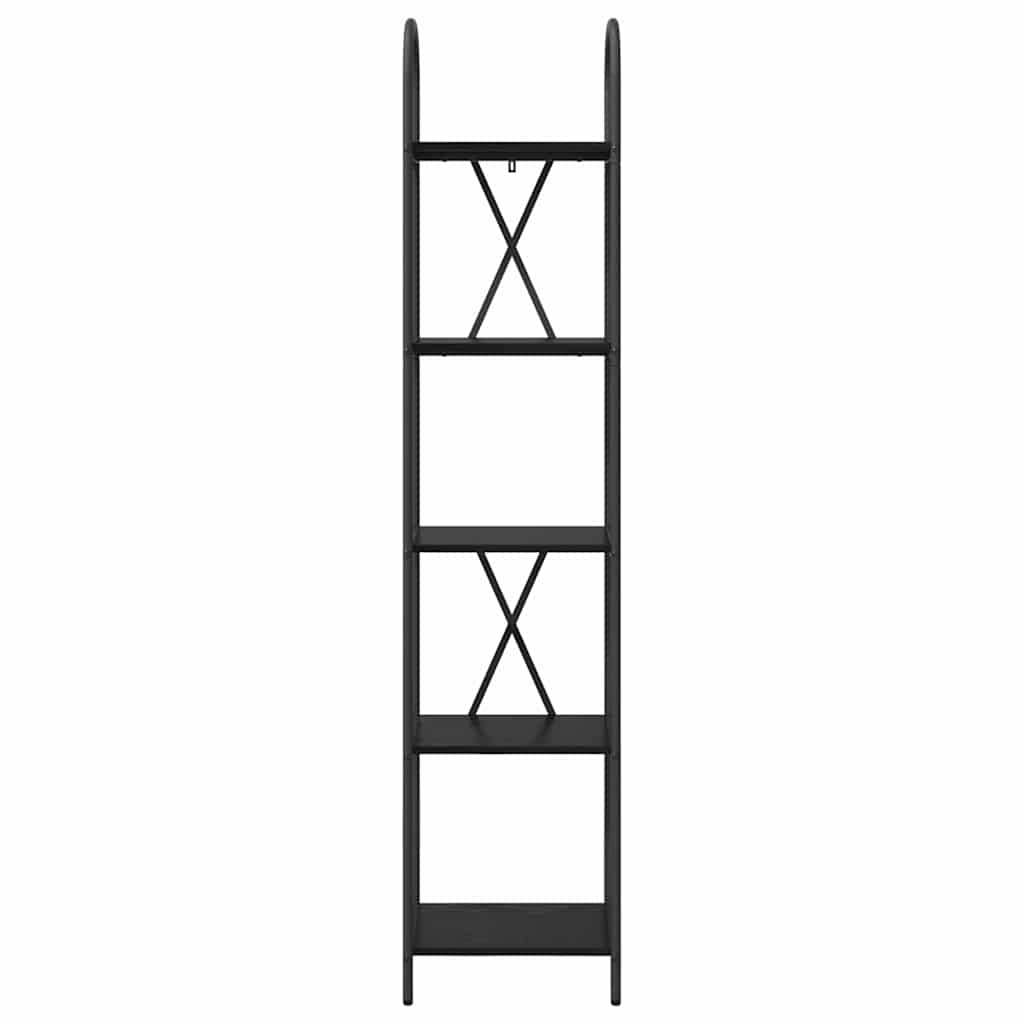 vidaXL Bookshelf 5-Tier 40 x 30 x 183 cm Engineered wood Black Oak 5