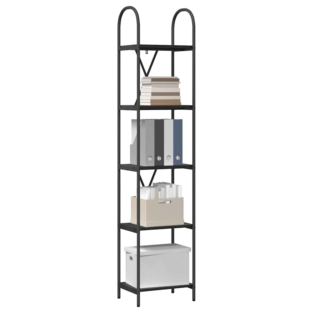 vidaXL Bookshelf 5-Tier 40 x 30 x 183 cm Engineered wood Black Oak 3