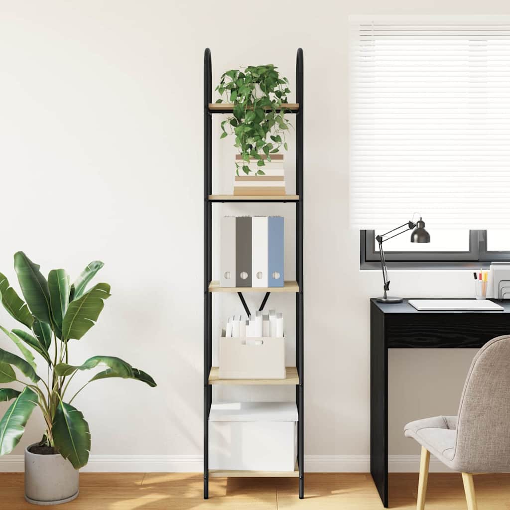vidaXL Bookshelf 5-Tier 40 x 30 x 183 cm Engineered wood Sonoma Oak 4