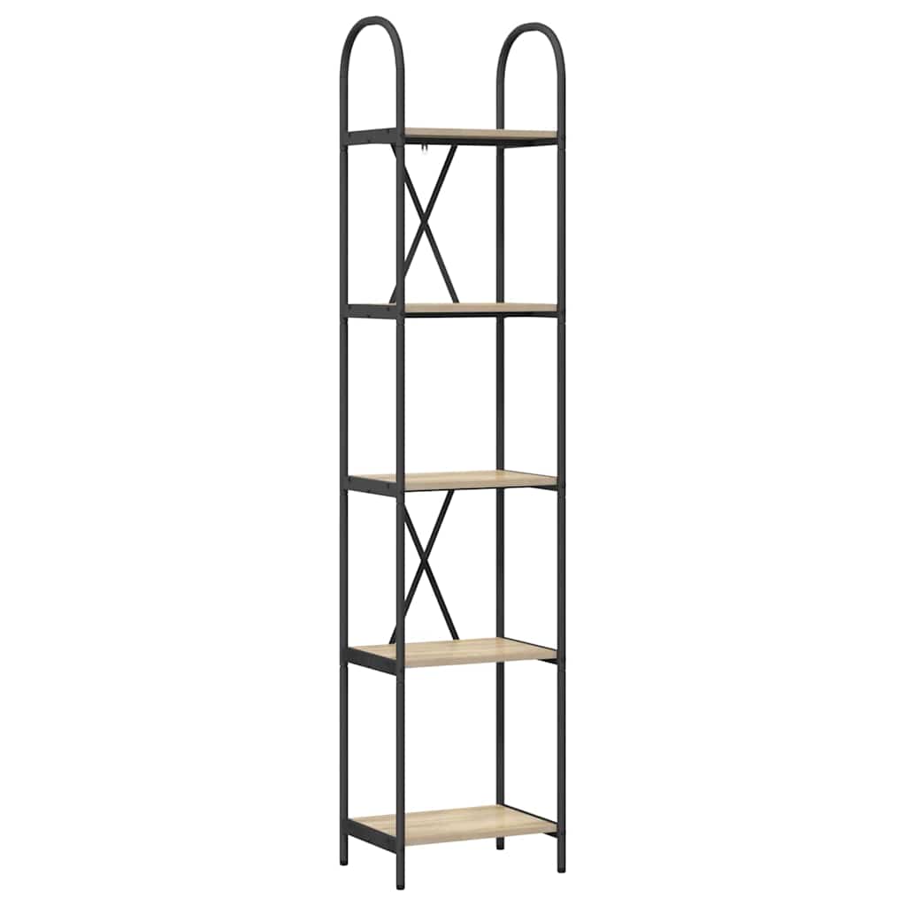 vidaXL Bookshelf 5-Tier 40 x 30 x 183 cm Engineered wood Sonoma Oak 2