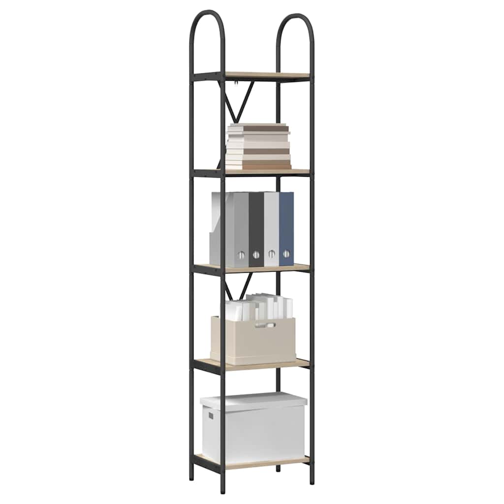 vidaXL Bookshelf 5-Tier 40 x 30 x 183 cm Engineered wood Sonoma Oak 3
