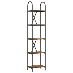 vidaXL Bookshelf 5-Tier 40 x 30 x 183 cm Engineered wood Smoked Oak 2