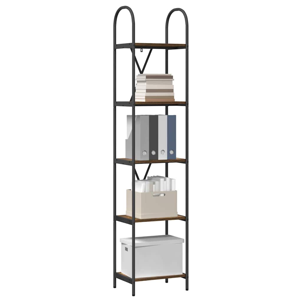 vidaXL Bookshelf 5-Tier 40 x 30 x 183 cm Engineered wood Smoked Oak 3