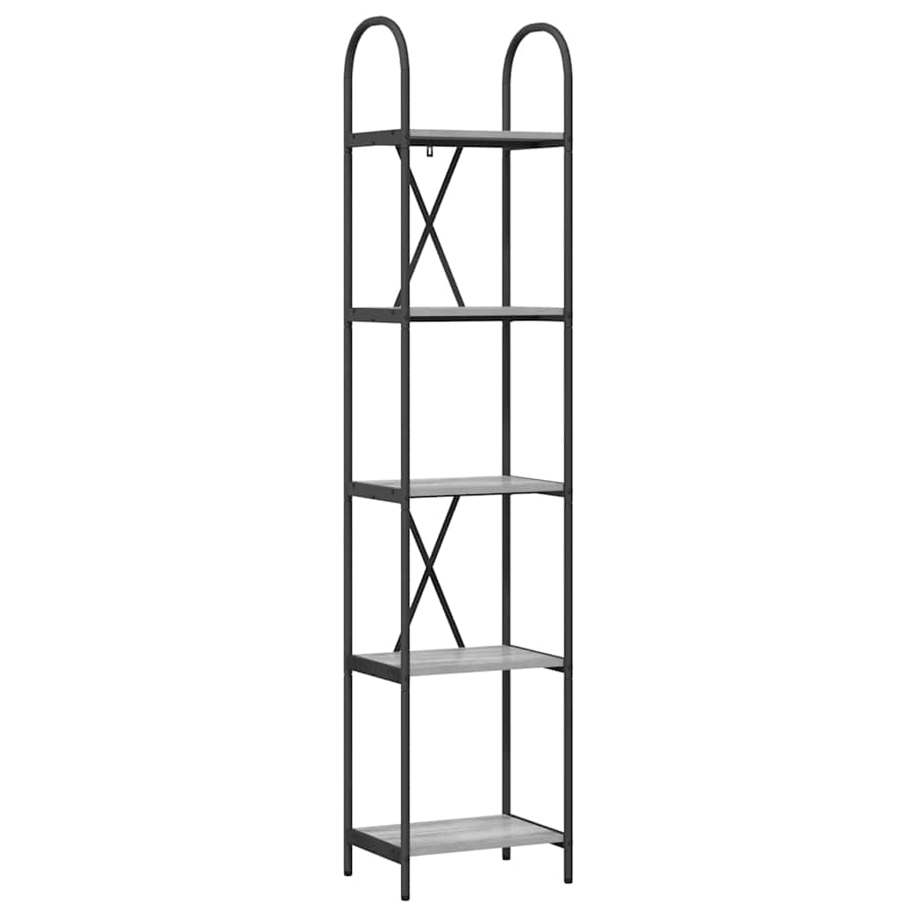 vidaXL Bookshelf 5-Tier 40 x 30 x 183 cm Engineered wood Grey Sonoma 2