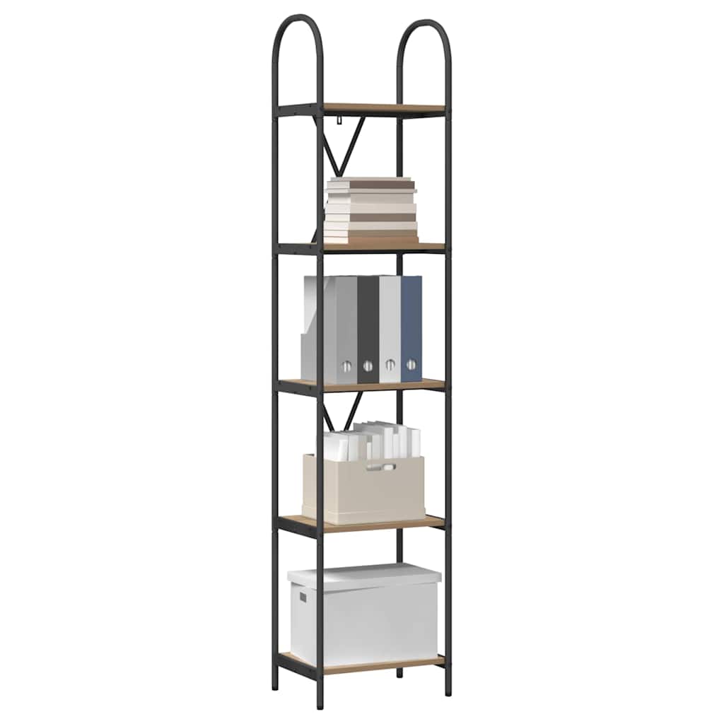 vidaXL Bookshelf 5-Tier 40 x 30 x 183 cm Engineered wood Artisan Oak 3