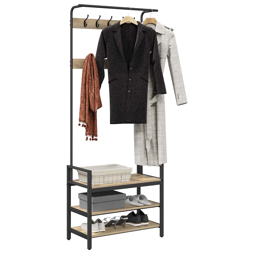 vidaXL Coat Rack Sonoma Oak 75 x 34 x 184 cm Engineered wood 3