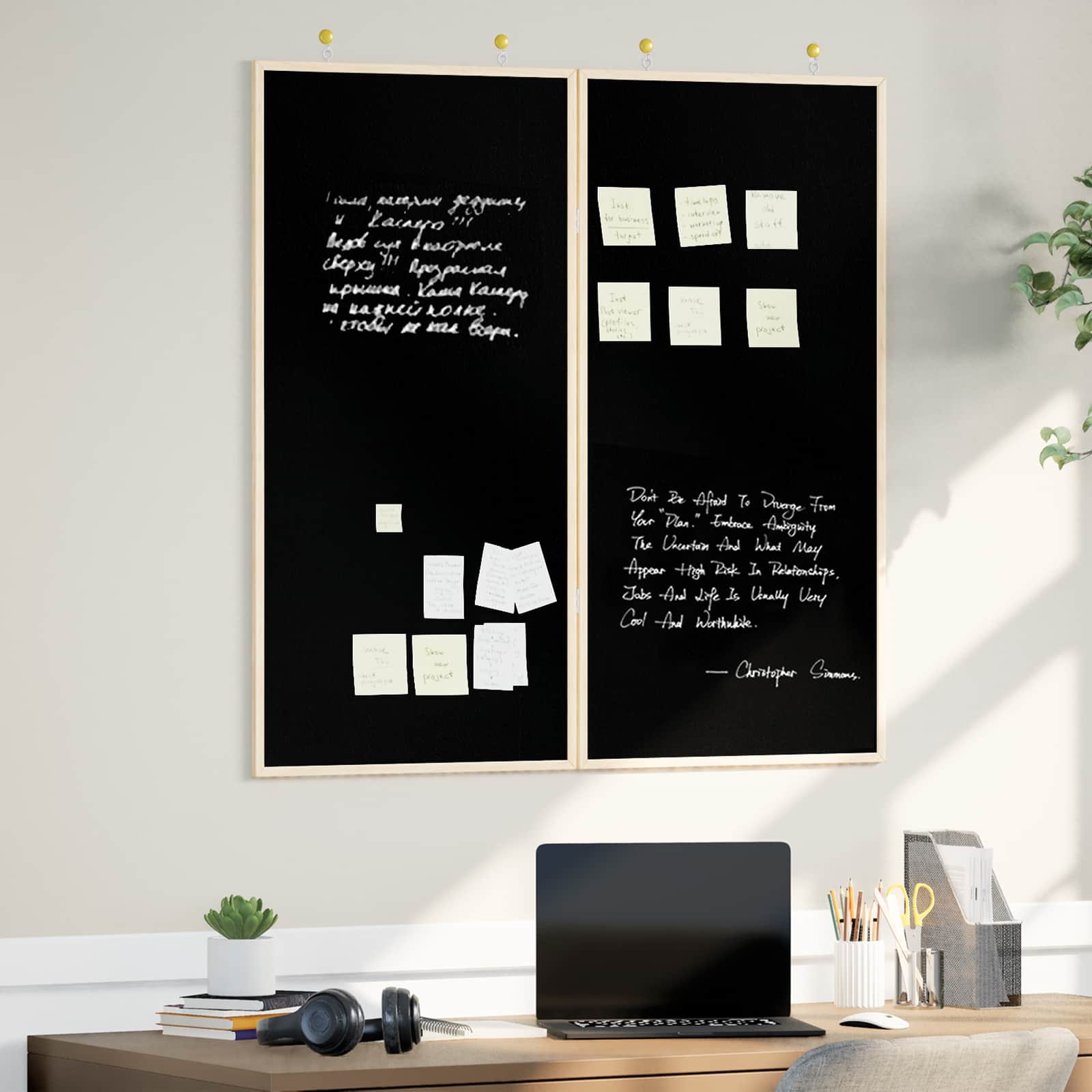 vidaXL Bulletin Board Folding Black 100 x 100 x 1.4 cm Solid pine wood 1