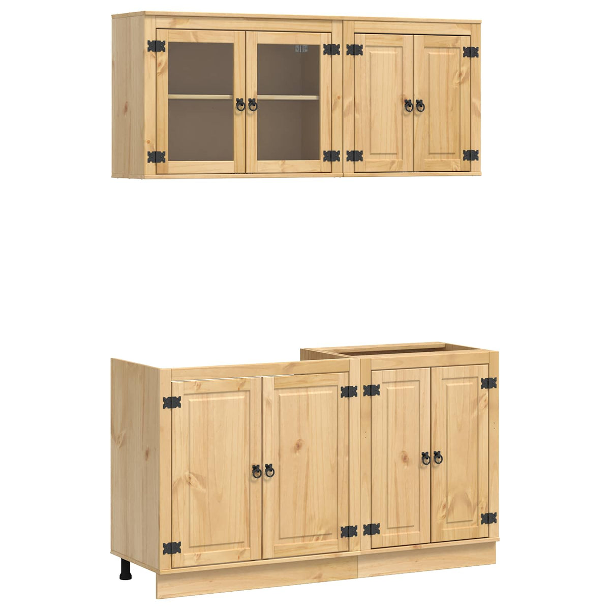 vidaXL Cabinet with Shelf SKI 4 pcs Honey Brown Solid Pine Wood 2
