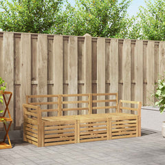 Outdoor Sofa Set 3 pcs 3-Seaters Solid Acacia Wood White Curved