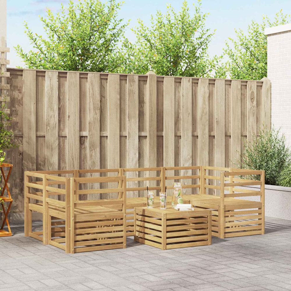 Outdoor Sofa Set 7 pcs 6-Seaters Solid Acacia Wood White Horizontal slats