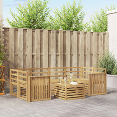 Outdoor Sofa Set 7 pcs 6-Seaters Solid Acacia Wood White Track