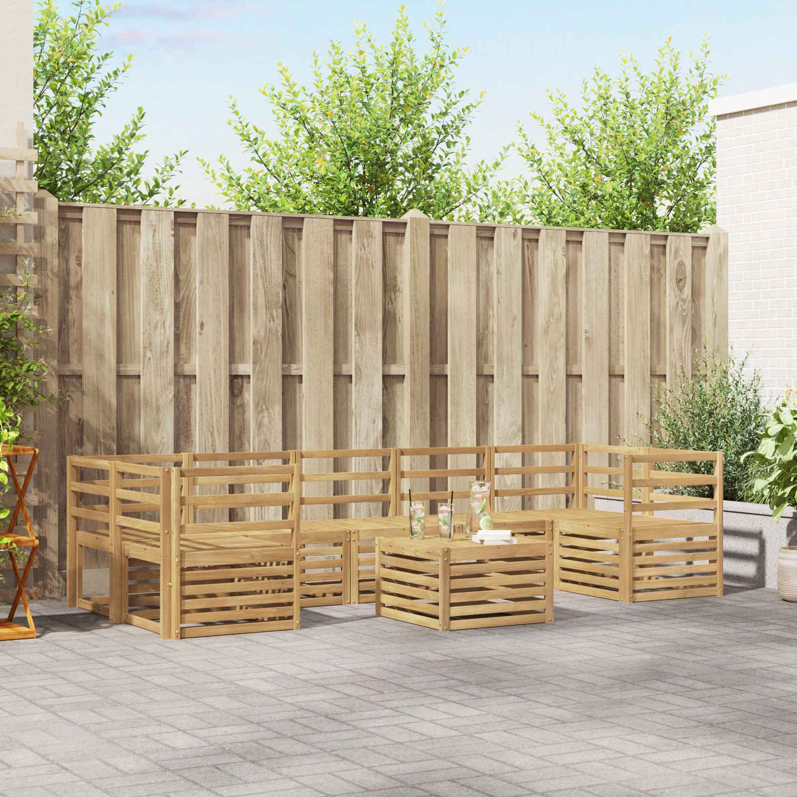 vidaXL Outdoor Sofa Set 8 pcs White Solid Acacia Wood 1