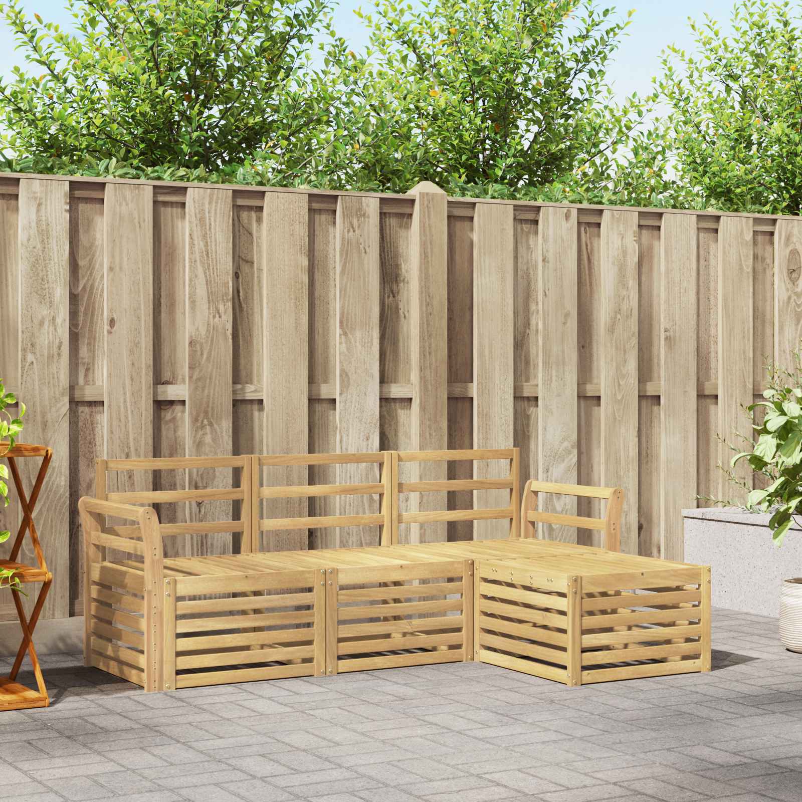 vidaXL Outdoor Sofa Set 4 pcs White 193.5 x 122.5 x 73 cm 1