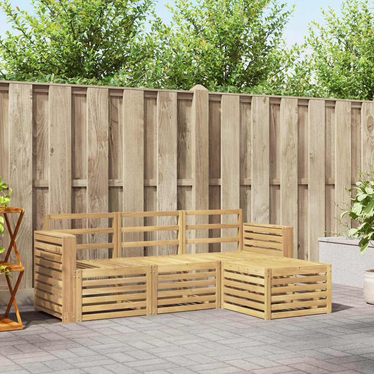 vidaXL Outdoor Sofa Set 4 pcs White 197.5 x 122.5 x 73 cm 1