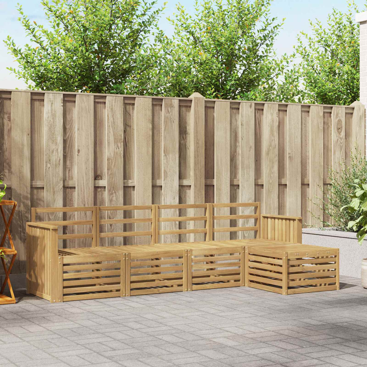vidaXL Outdoor Sofa Set 5 pcs 5-Seaters Solid Acacia Wood White